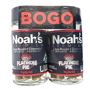 Photograph of product: PLATINUM PIE - NOAHS PREMIUM BOGO HYBRID - ROSIN + DIAMOND INFUSED 2 X 5PK