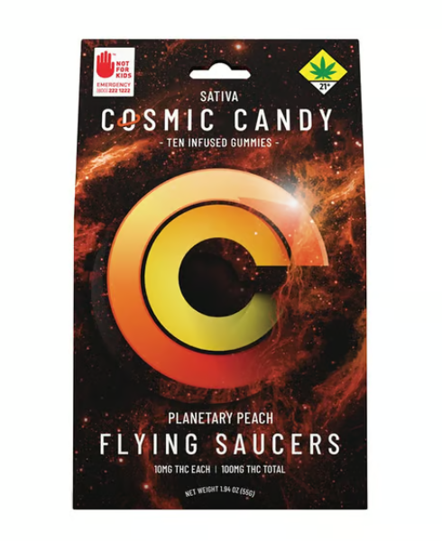 Photograph of product: Planetary Peach 100mg Oui'd Gummies Cosmic Candy W1-23