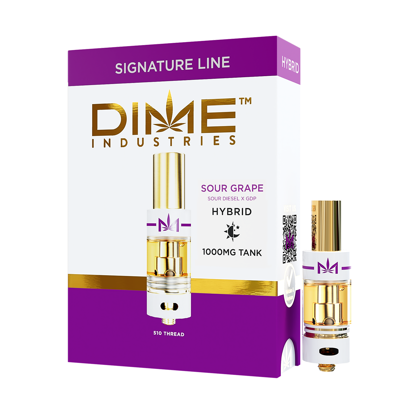 Photograph of product: Dime Industries - Sour Grape - Cart 1G Blended Hybrid