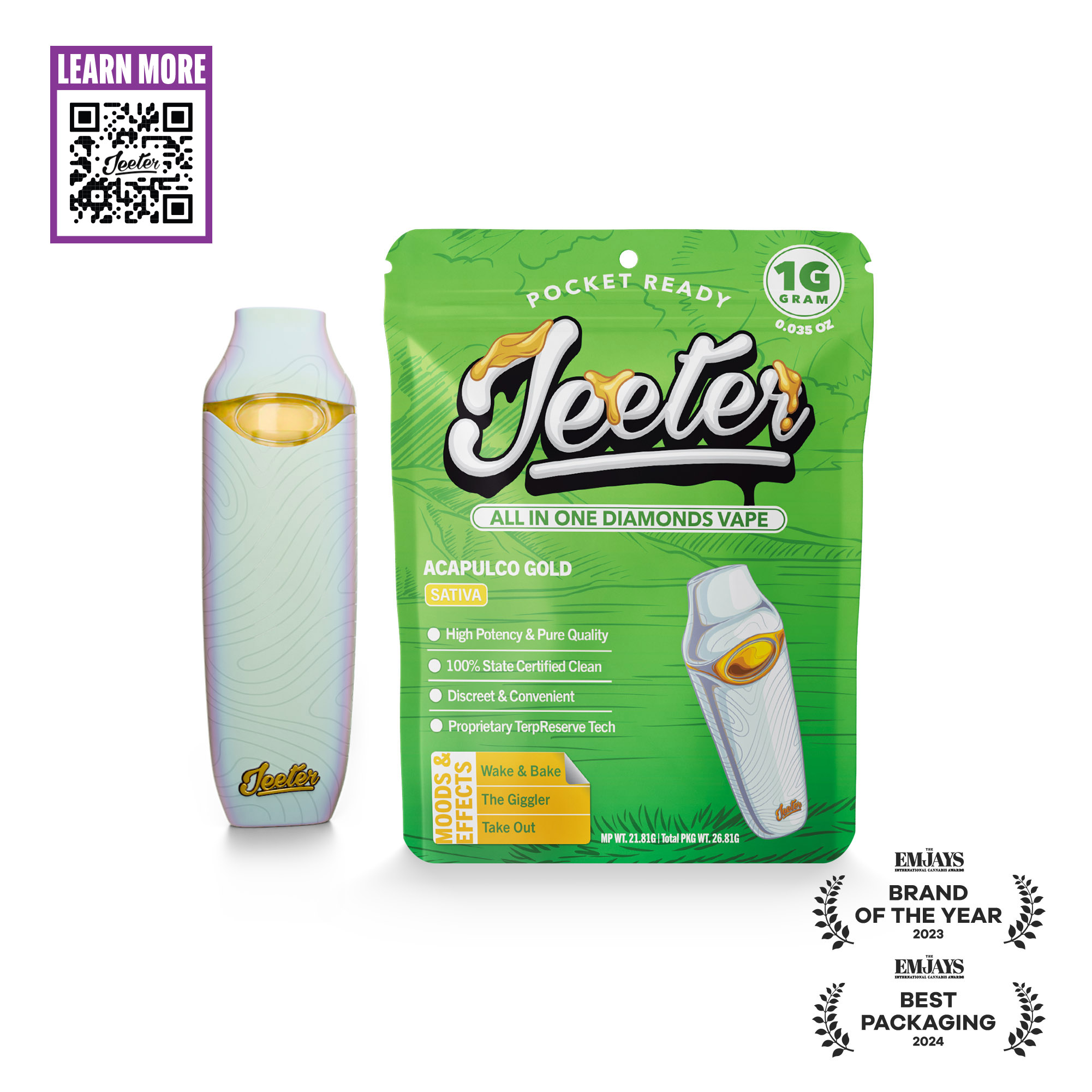 Photograph of product: Jeeter Liquid Diamonds Disposable Vape 1g Acapulco Gold
