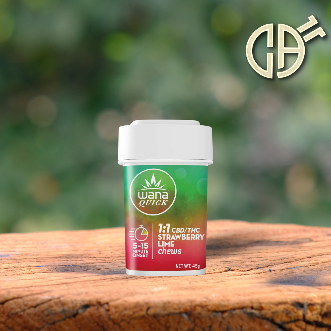 Photograph of product: Wana | Strawberry Lime "Quick" 1:1 CBD Chews 10pk | 100mg