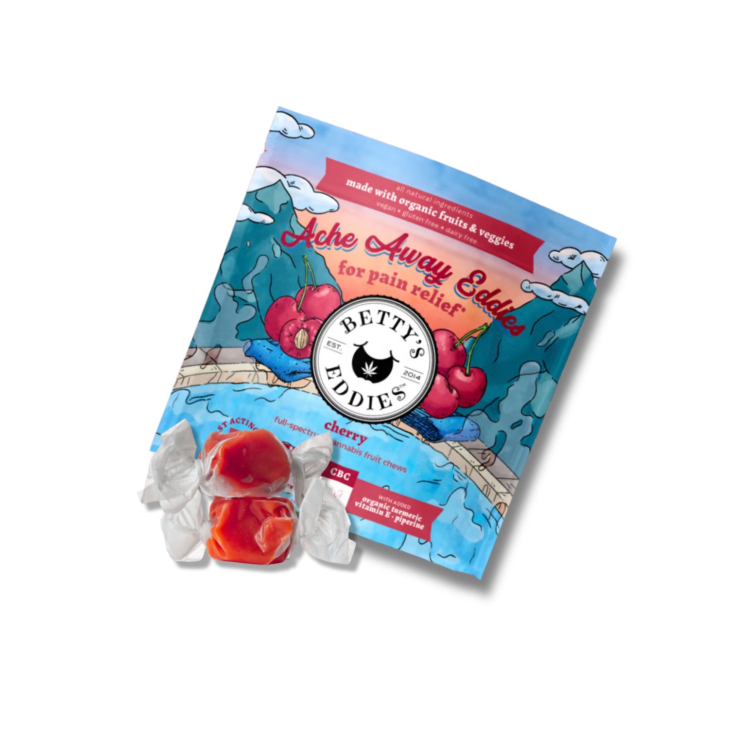 Photograph of product: Betty's Eddies Cherry Fruit Chews 5mg 2pc