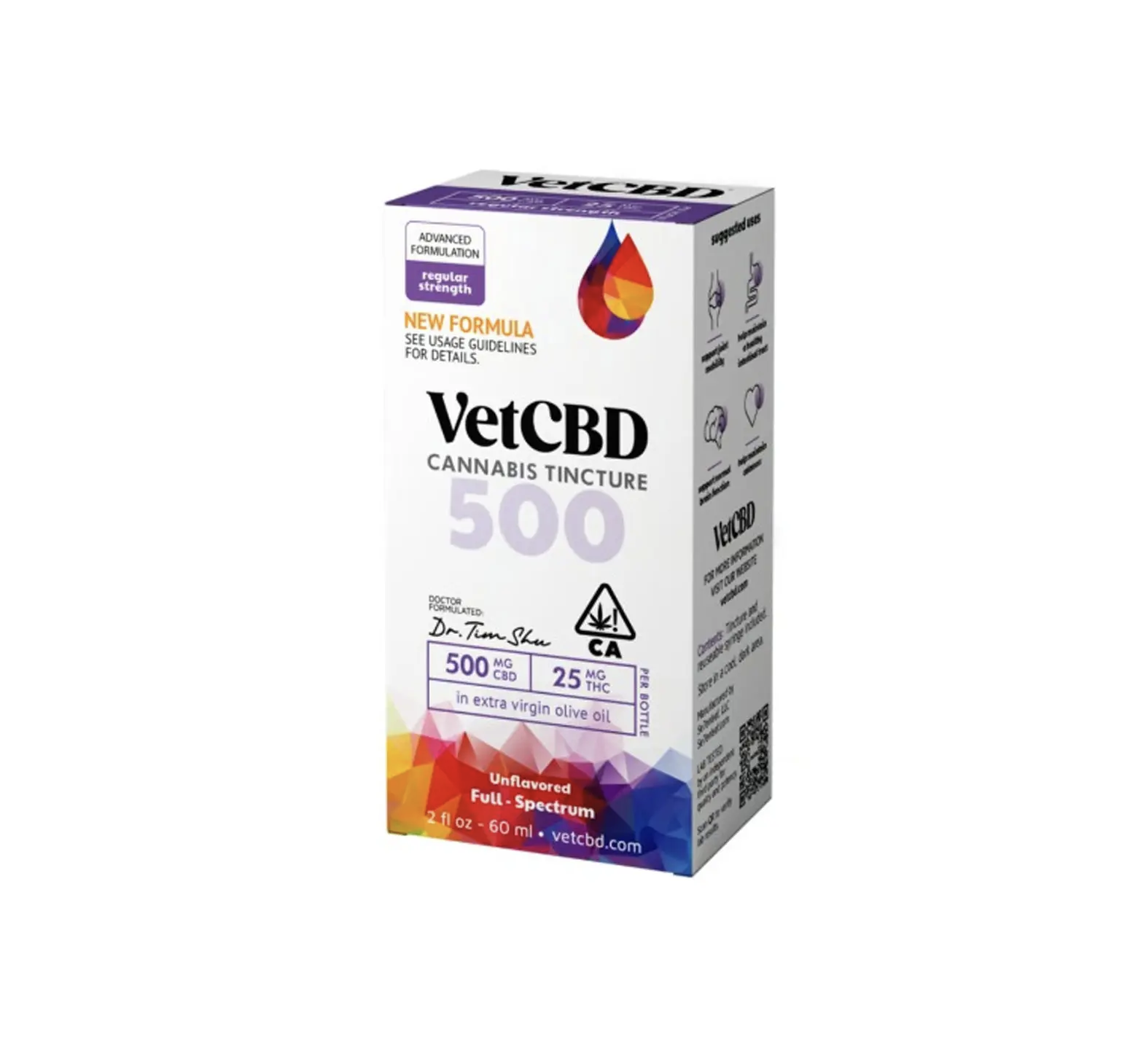 Photograph of product: VETCBD Regular Strength 500mg 2oz 60ml Tincture - Vet CBD