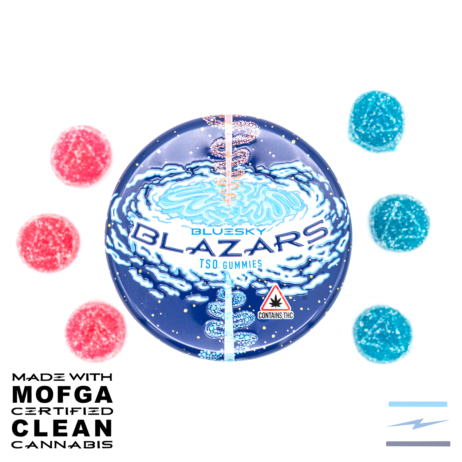 Photograph of product: Blazars TSO Gummies 200mg Blue Razz Watermelon Lemonade Duo W/Frostee TSO