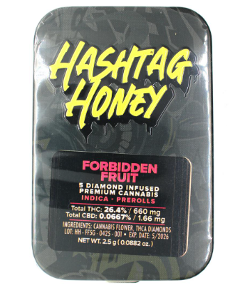 Photograph of product: au chocolattag Honey | Forbidden Fruit | Diamond Infused Pre-Rolls | 5 Pack