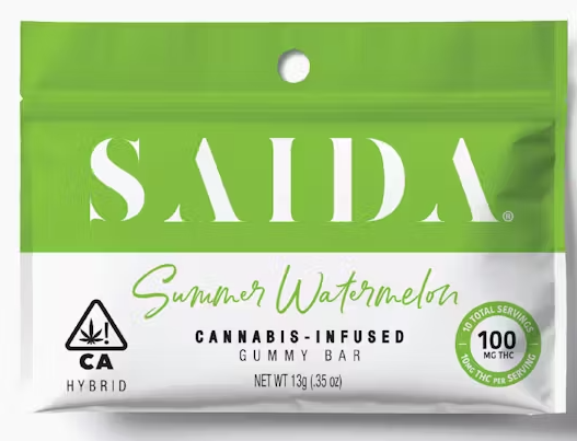 Photograph of product: 100mg Summer Watermelon Gummy Bar - Saida
