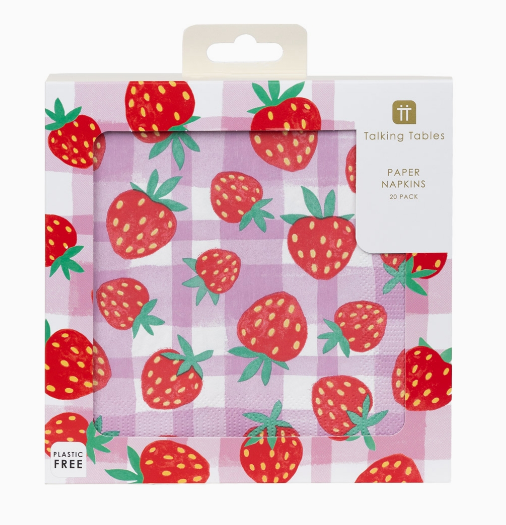 Photograph of product: GINGHAM SUMMER NAPKINS | 20 PACK |  STRAWBERRY