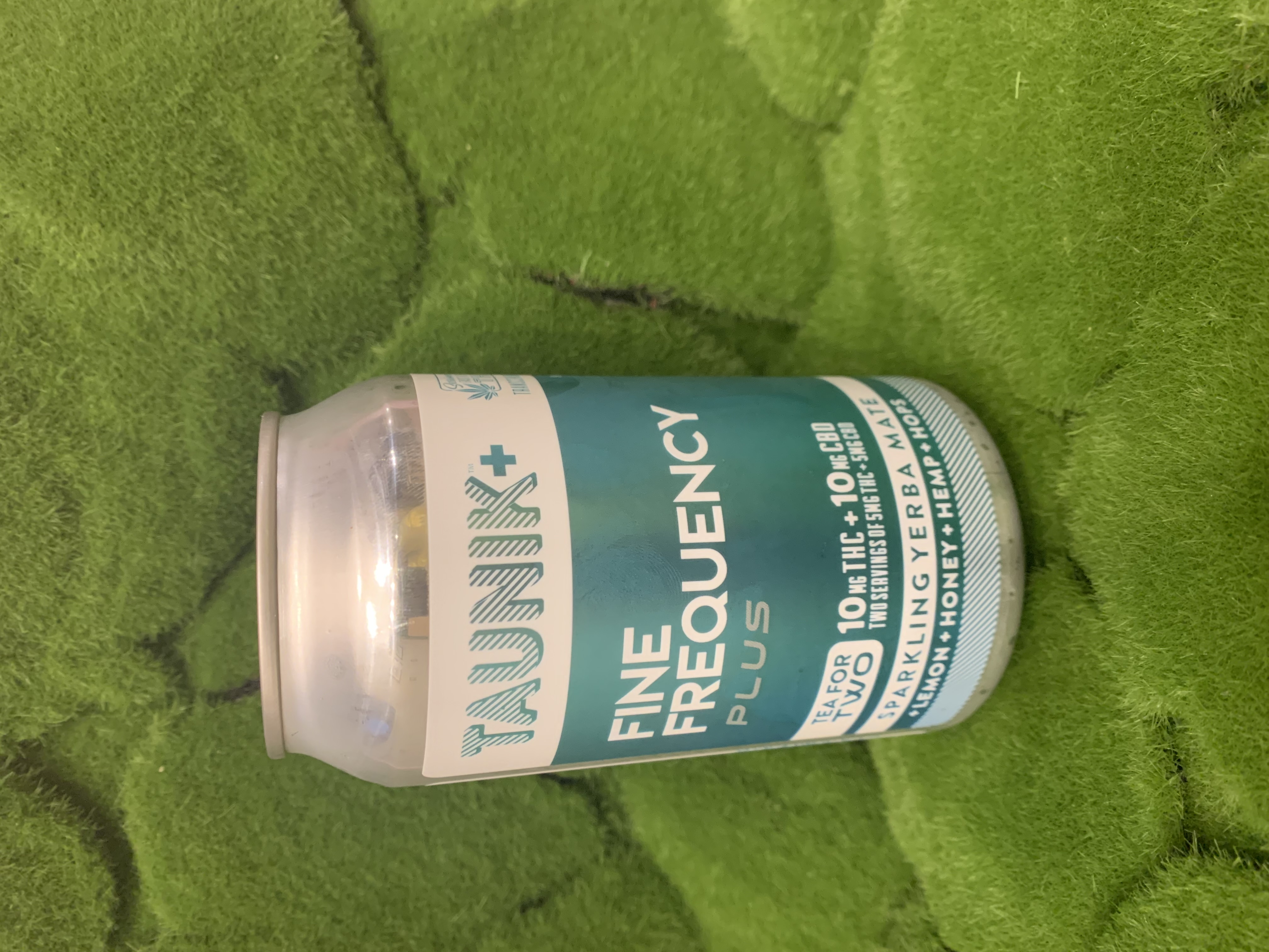 Photograph of product: 10mg 1:1 TH-oui:CBD Can | Fine Frequency Plus: Sparkling Yerba Mate | Taunik+