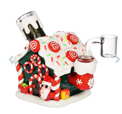 Photograph of product: Holiday Gingerbread House Glass Dab Rig | 4.5" | 14mm F