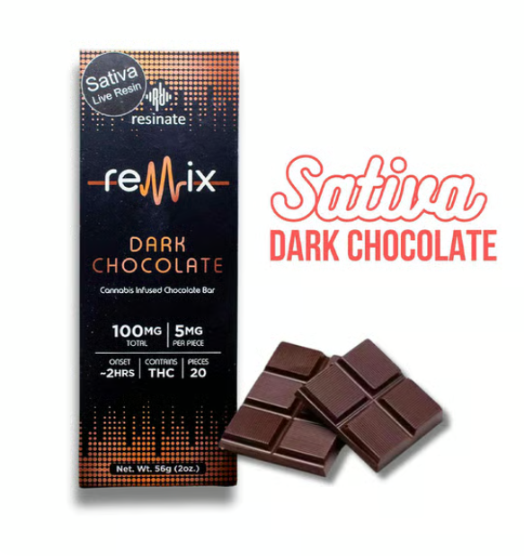 Photograph of product: Dark Chocolate Live Resin Oui'd Bar | 100mg | Remix
