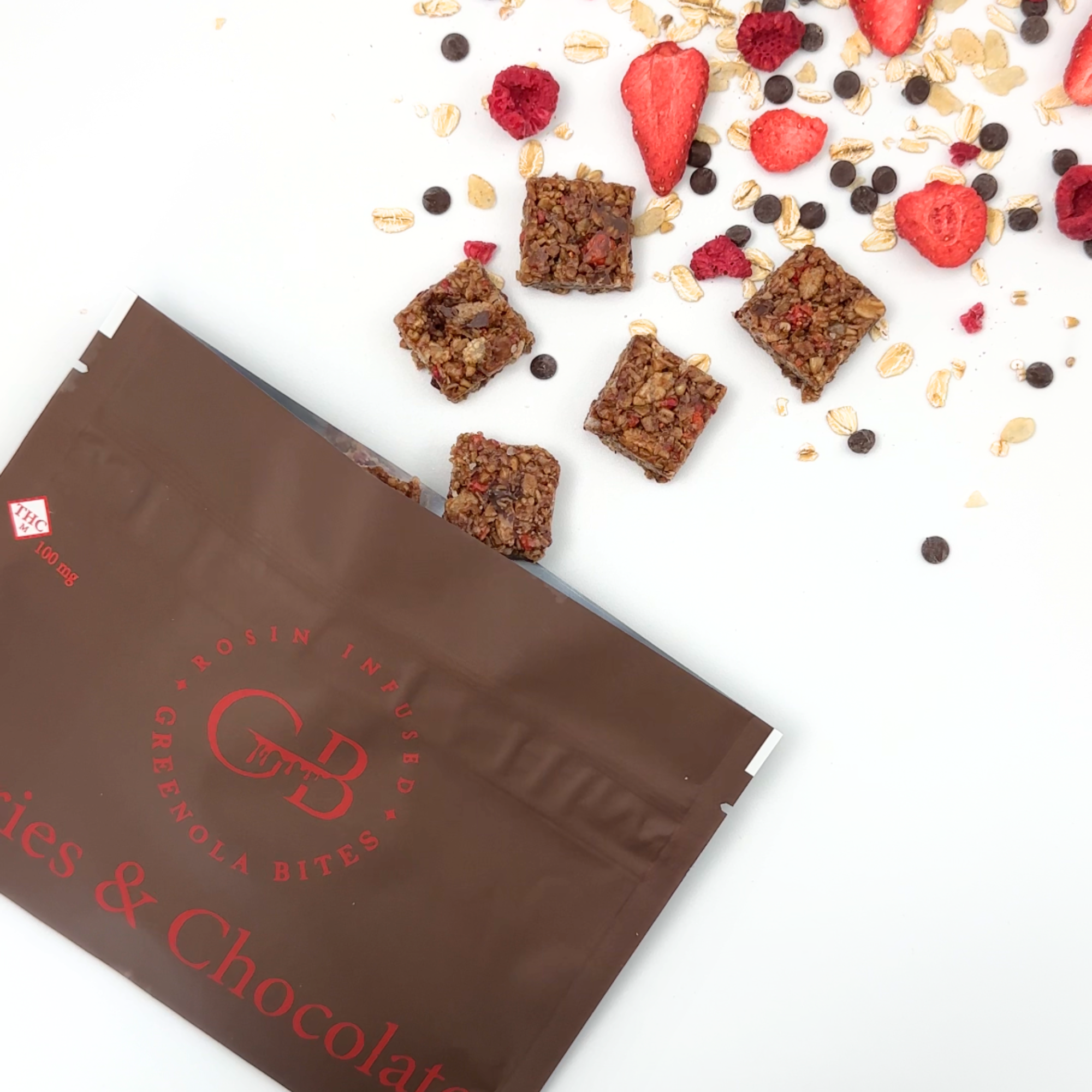 Photograph of product: Rosin Infused | Berries & Chocolate Greenola Bites | 10pk