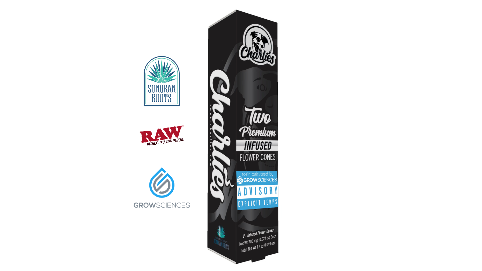 Photograph of product: Charlies 2pk Infused Prerolls MAC x Terp Daddy Rosin .7g/.7g