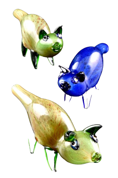 Photograph of product: CRCL | Silver Fumed Glass Pig Pipe (Ap309)