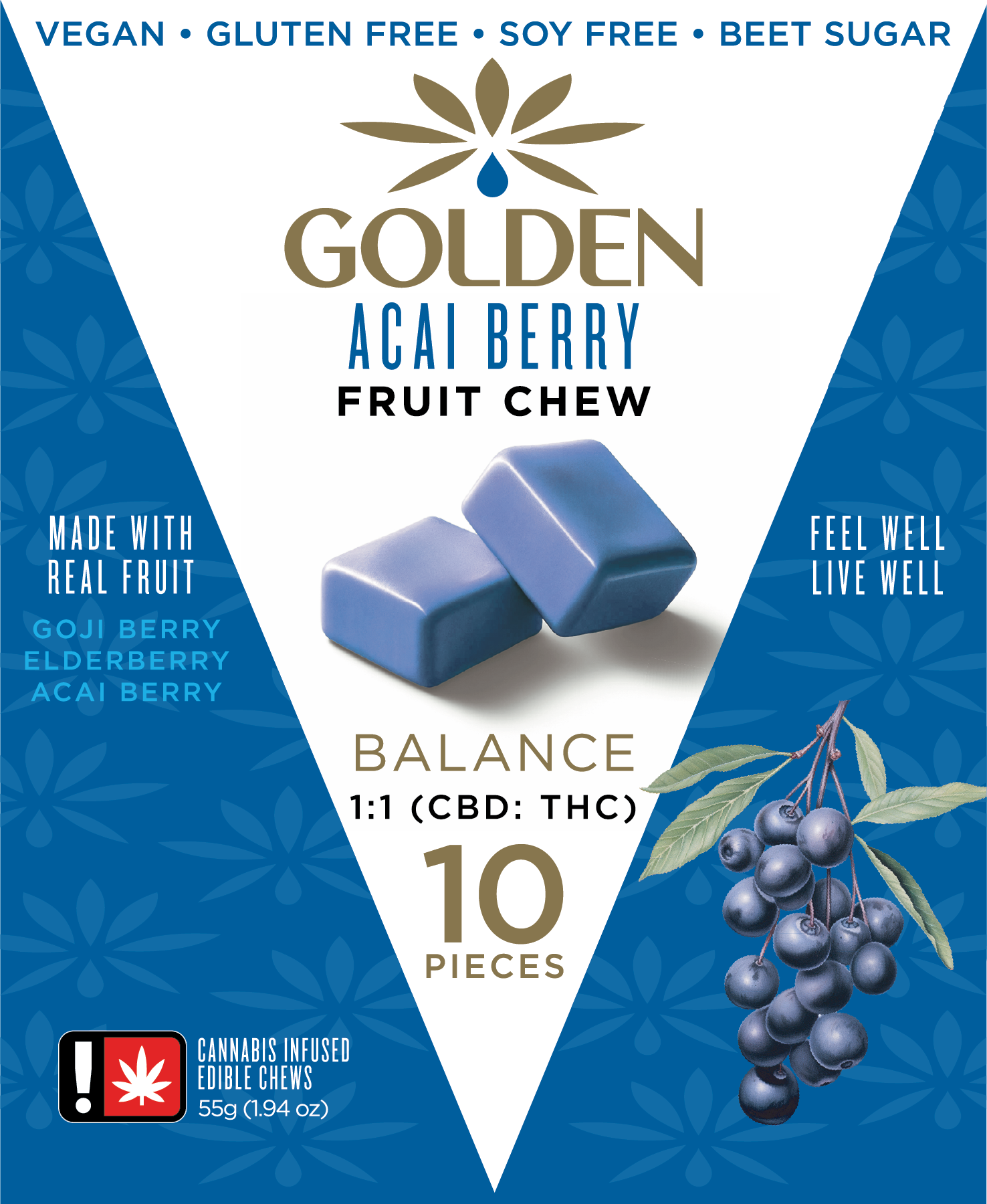 Photograph of product: Acai Berry Fruit Chew 10-Pack | Balance | 1:1 CBD:TH-oui