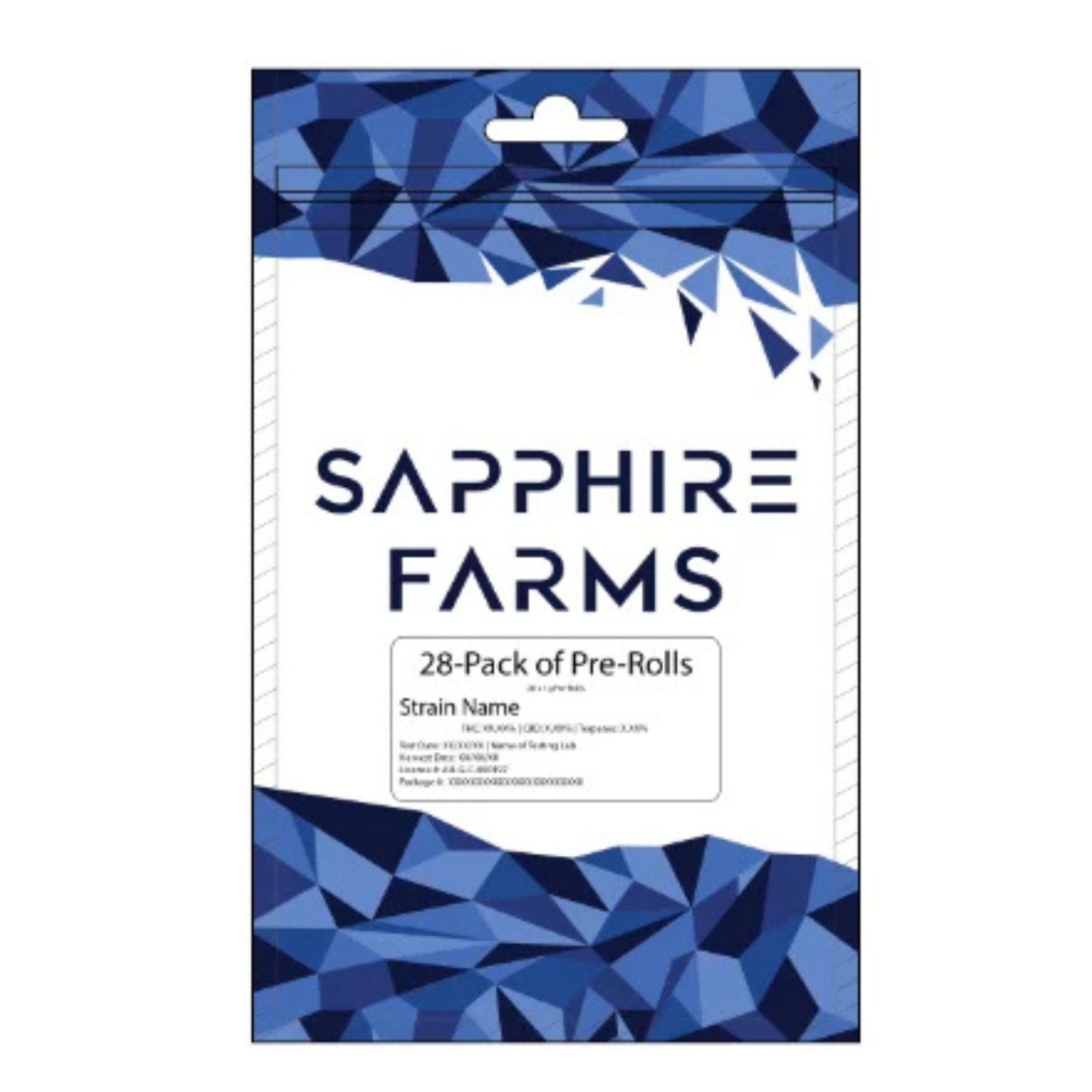 Photograph of product: Sapphire - Preroll (28 pack) - Shark's Breath Kush