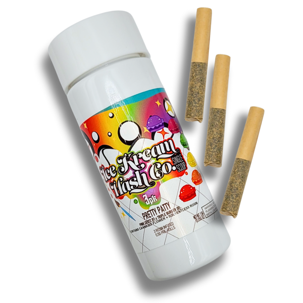 Photograph of product: Ice Kream au chocolat Pretty Patty Rosin Infused Pre-Roll 3-Pack | 3 x 0.5g