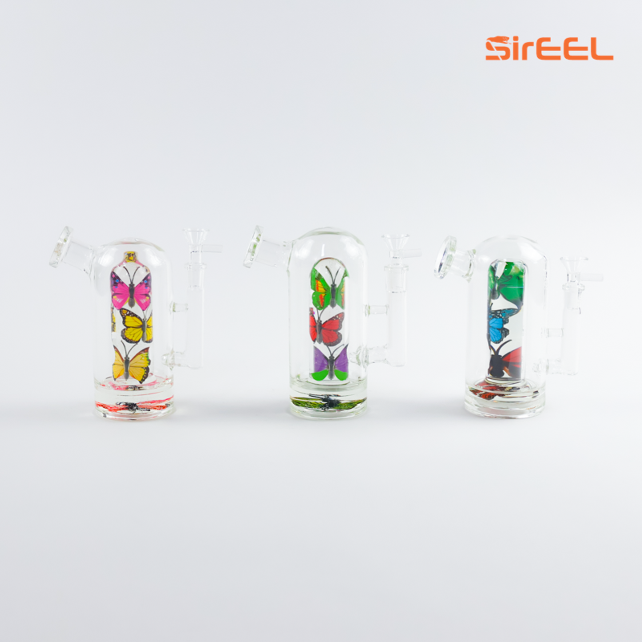 Photograph of product: SirEEL - 7" Butterfly Bliss Glycerin Bong with Flower Bowl - Assorted Colors