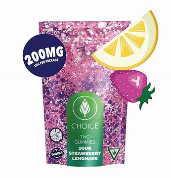 Photograph of product: 200mg Choice Chews - Super Sour Strawberry Lemonade