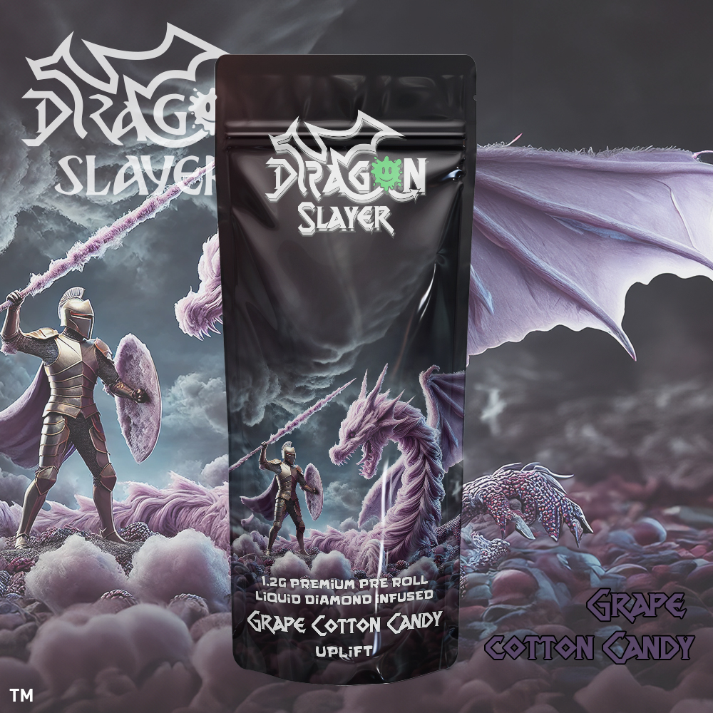 Photograph of product: Dragon Slayer - Liquid Diamond Pre-roll 1.2g - Grape Cotton Candy - Uplift