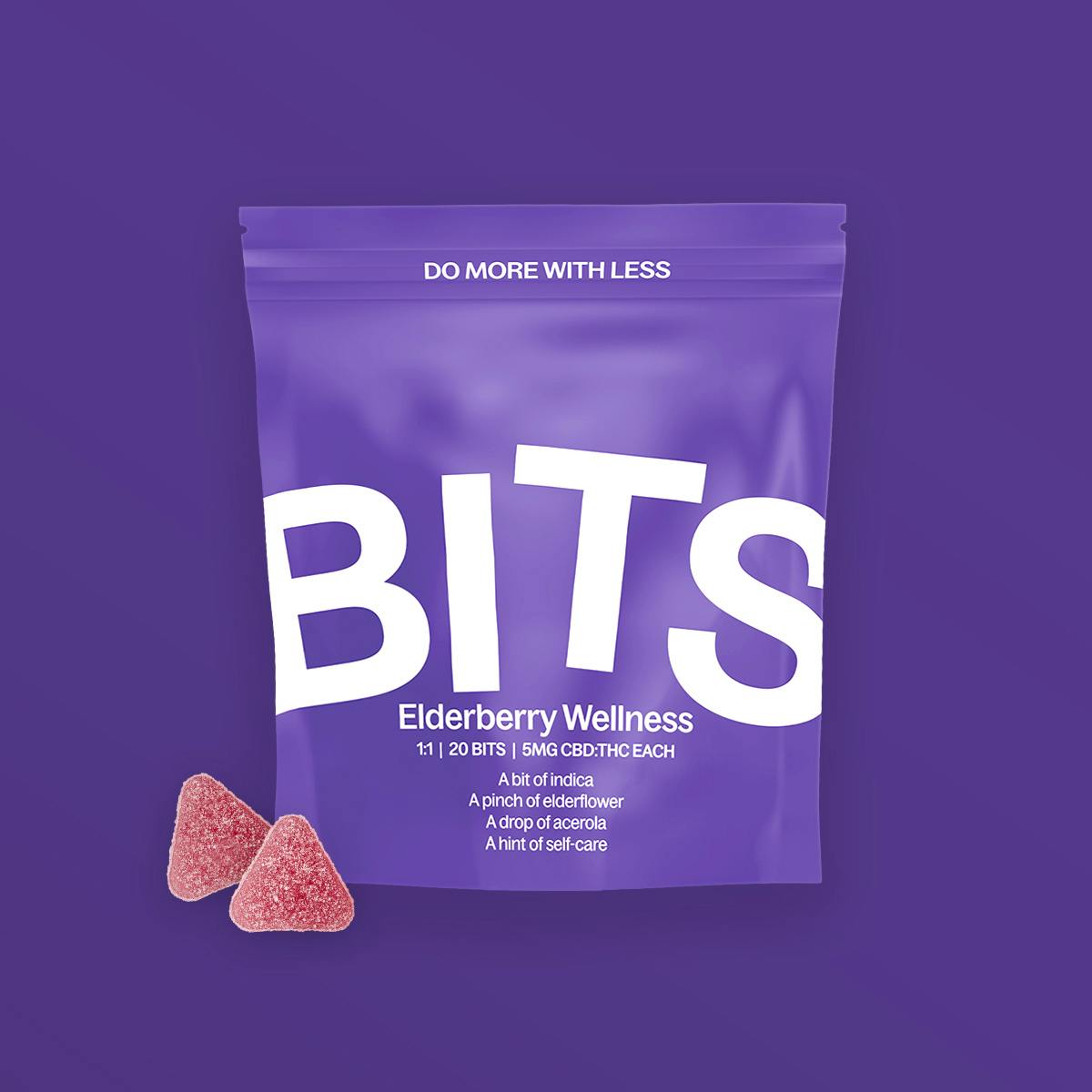 Photograph of product: BITS | Elderberry Wellness 1:1 CBD Gummies | 20pk/100mg