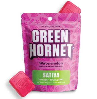 Photograph of product: Green Hornet Gummy 100mg (Oui'd) Watermelon