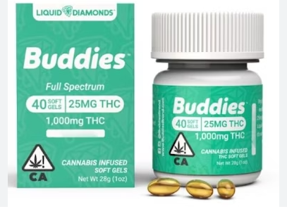 Photograph of product: Buddies Liquid Live Resin 25MG Hybrid Caps 40PK