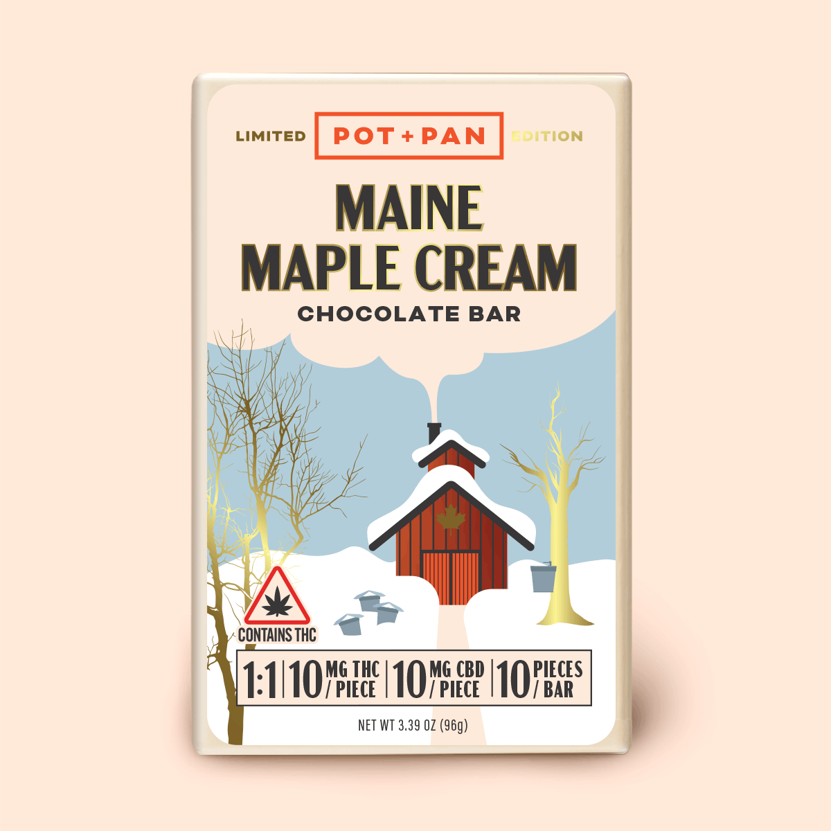 Photograph of Product: Pot+Pan - Maine Maple Cream - Chocolate Bar - 100mg