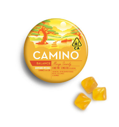 Photograph of Product: Camino Mango Serenity (H) 1:1 THC:CBD "Balance" GUMMIES 100mg - Kiva