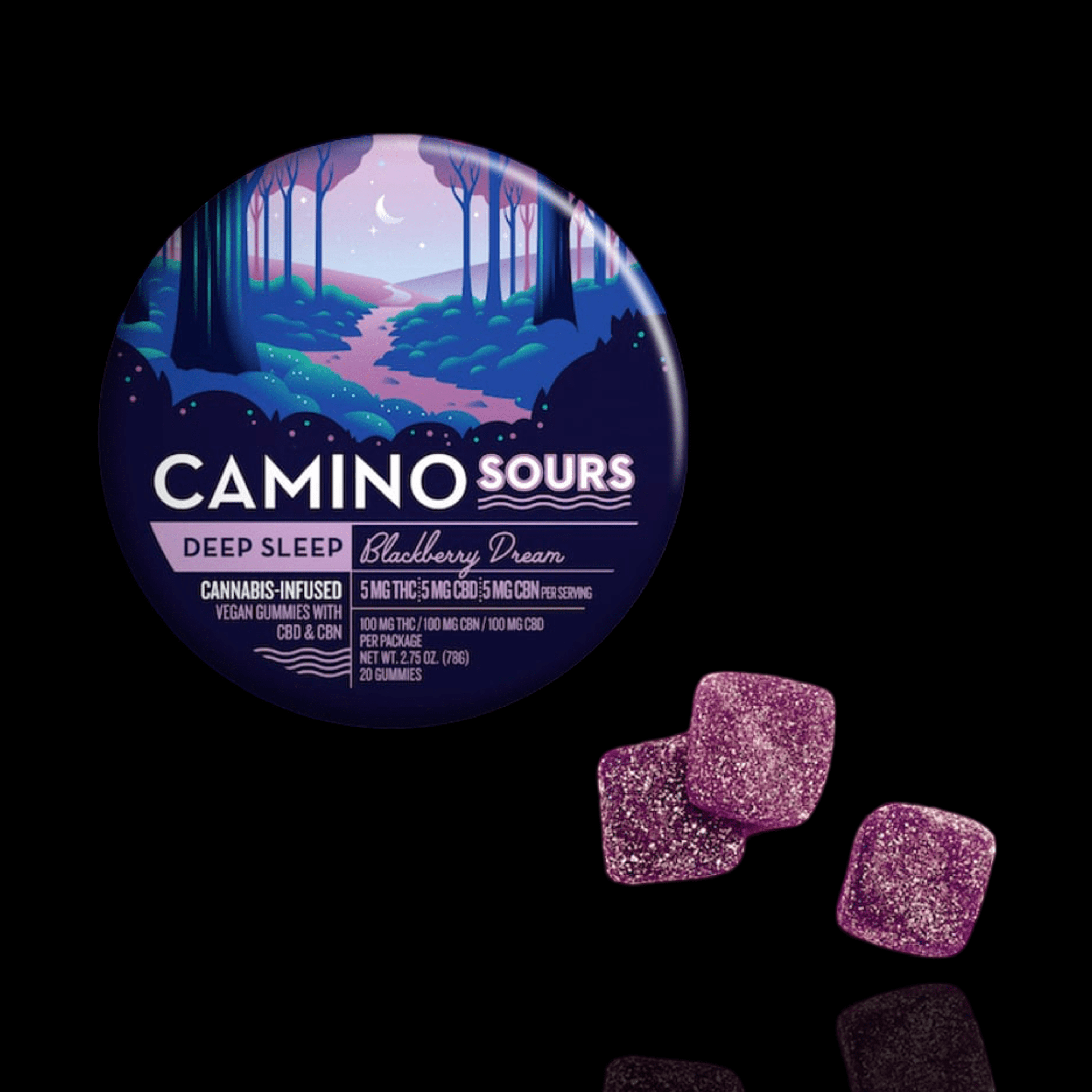 Photograph of product: Blackberry Dream Sour Gummies 1:1:1 CBD:CBN:TH-oui 20 Pieces