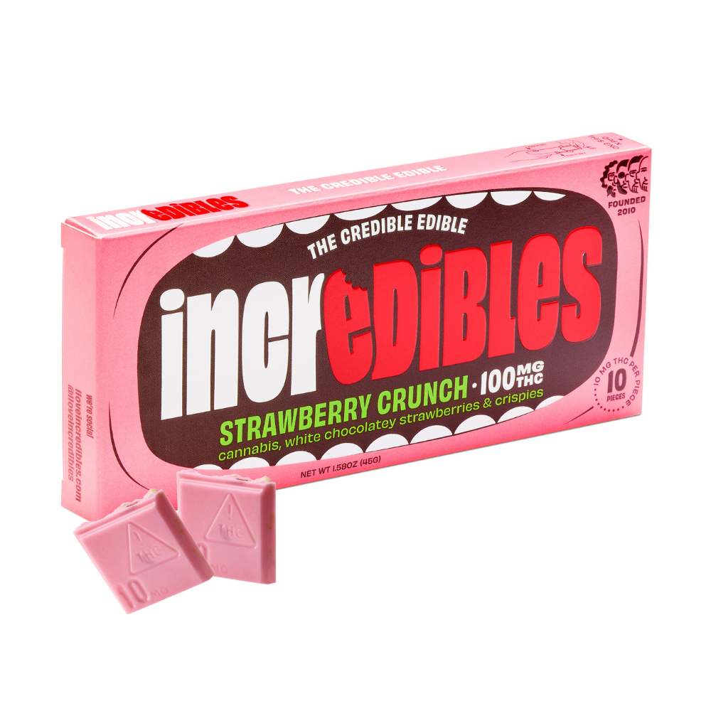 Photograph of product: Incredibles - Chocolate Bar - Strawberry Crunch (H) (100mg)