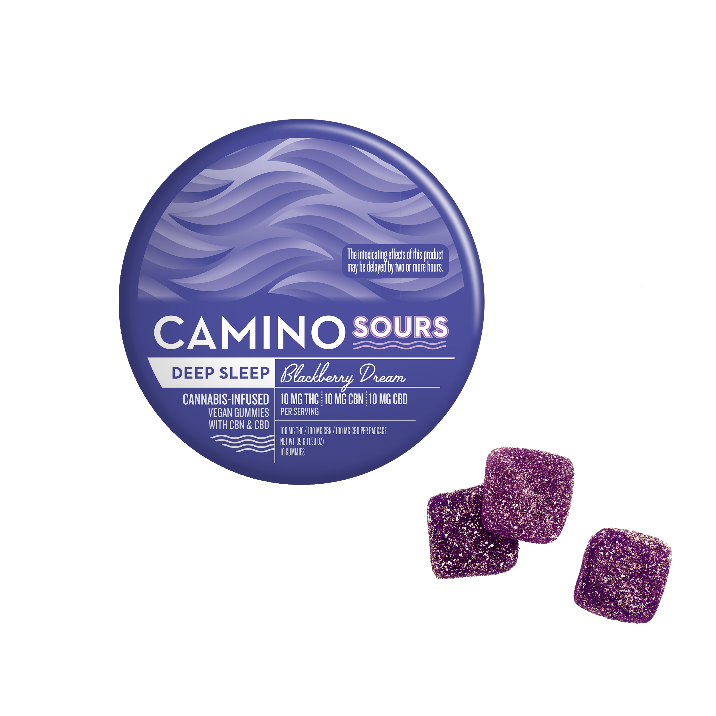 Photograph of product: Camino | Sour Blackberry Dream | 10 Pack 100mg | 10:10:10 THC:CBN:CBD