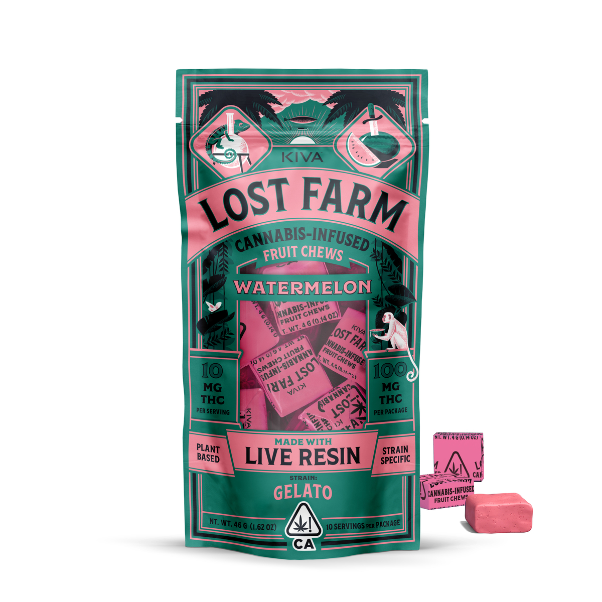 Photograph of product: Lost Farm 'Watermelon x Gelato' Live Resin Fruit Chews [10pk]