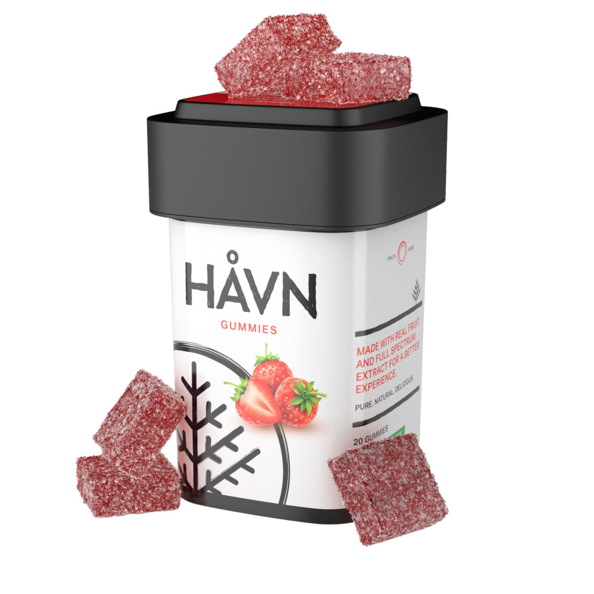 Photograph of product: Strawberry Gummies 1:1 TH-oui:CBD | Edibles | 100mg TH-oui 100mg CBD