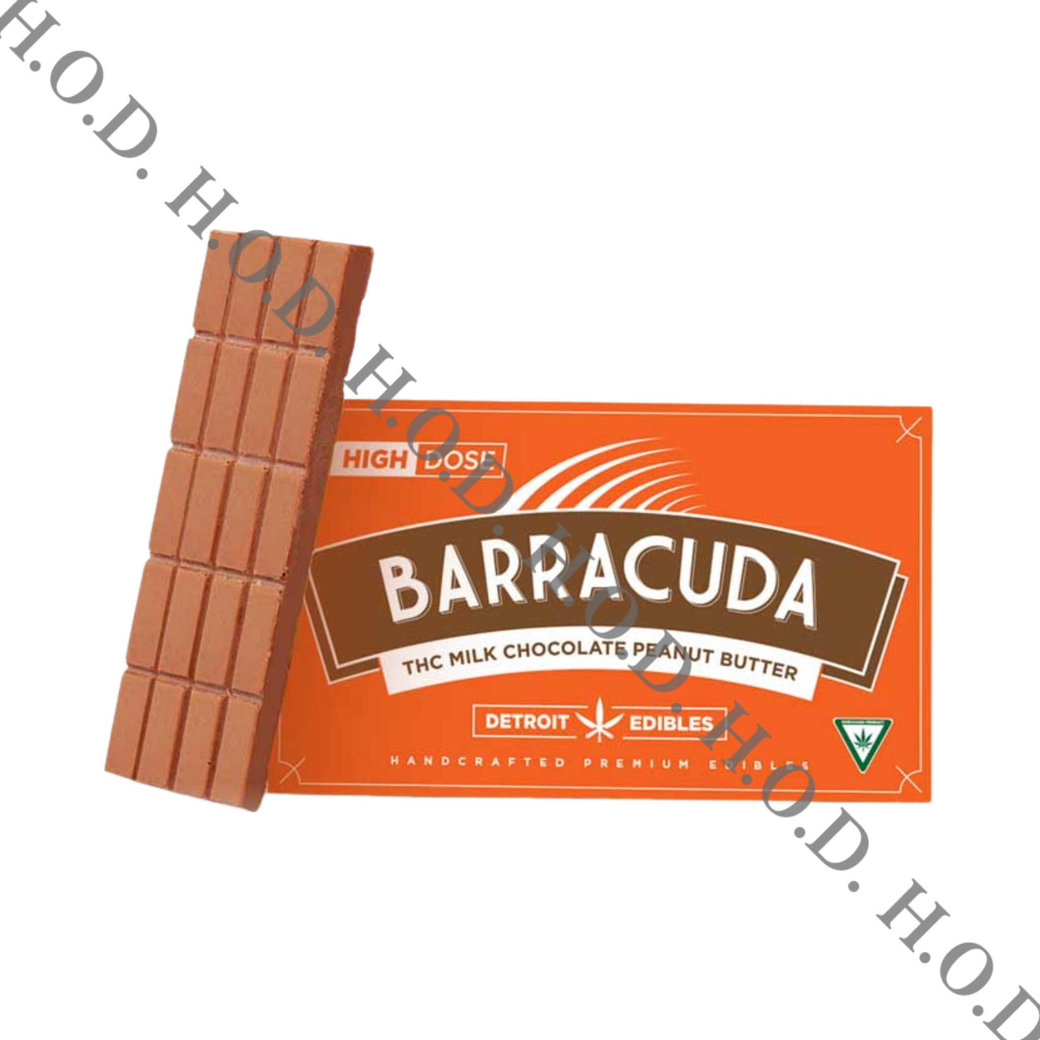 Photograph of product: Detroit Edibles Milk Chocolate Peanut Butter Barracuda Bar 200mg