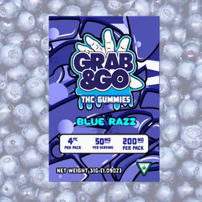 Photograph of product: Grab & Go - 200MG Gummies - Blue Razz