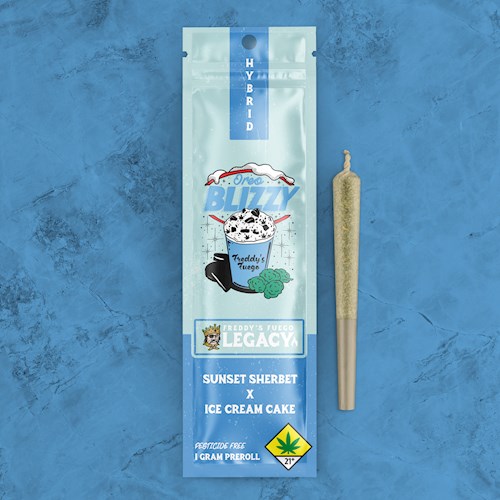 Photograph of product: Freddy's Fuego | Oreo Blizzy | Peg Legs | Pre-rolls | DOH | 2 x 0.5g