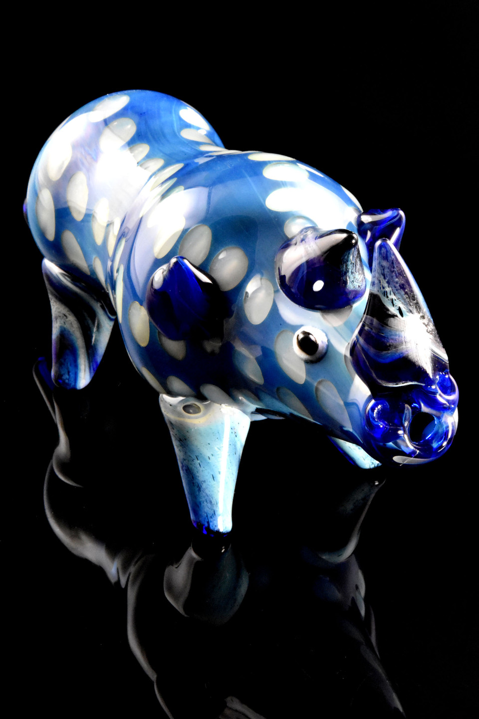 Photograph of product: Animal Pipe - - 5" Silver Fumed Rhino Pipe $30