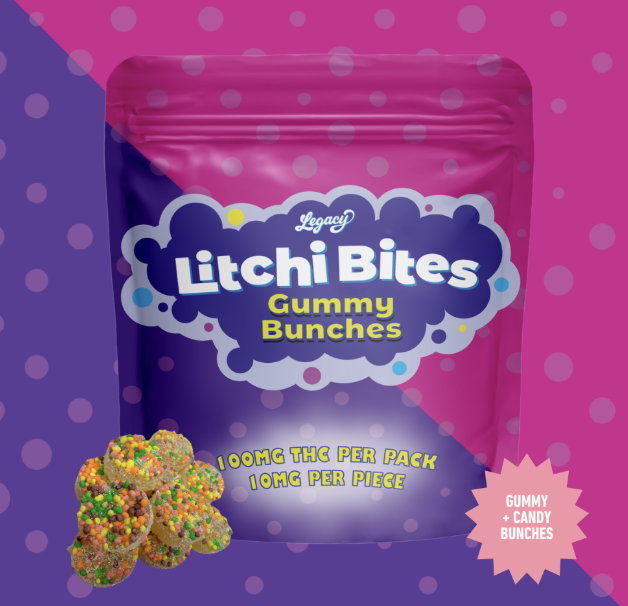 Photograph of product: Legacy 100mg Gummies - Litchi Bites  10 x 10mg