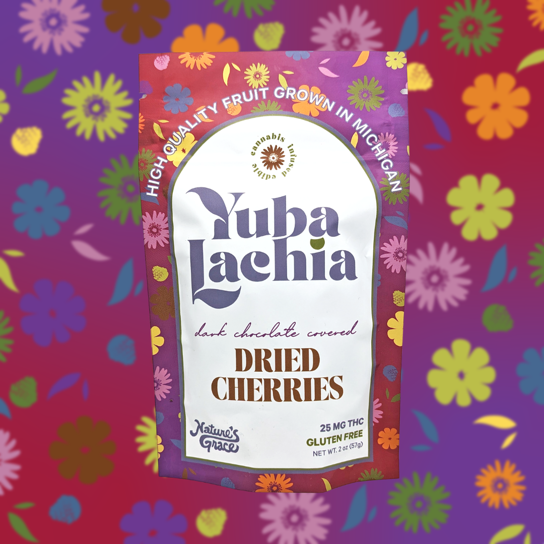Photograph of product: Dark Chocolate Covered Dried Cherries | 25mg | Yubalachia