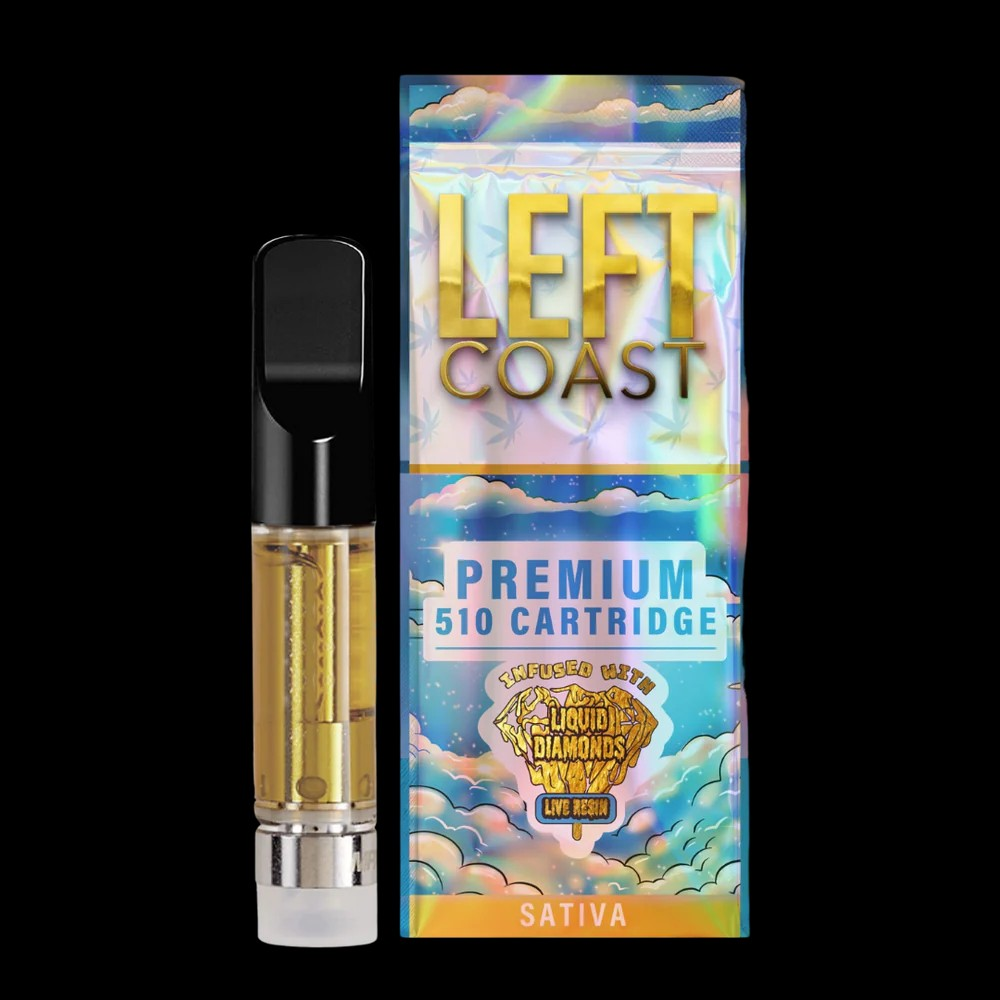 Photograph of product: LEFT COAST | LIQUID DIAMONDS LIVE RESIN VAPE CART | BLUE DREAM | 1G