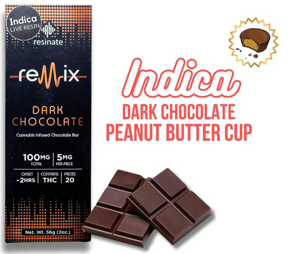 Photograph of product: Remix PB Cup Dark Chocolate Oui'd - 100mg - Resinate