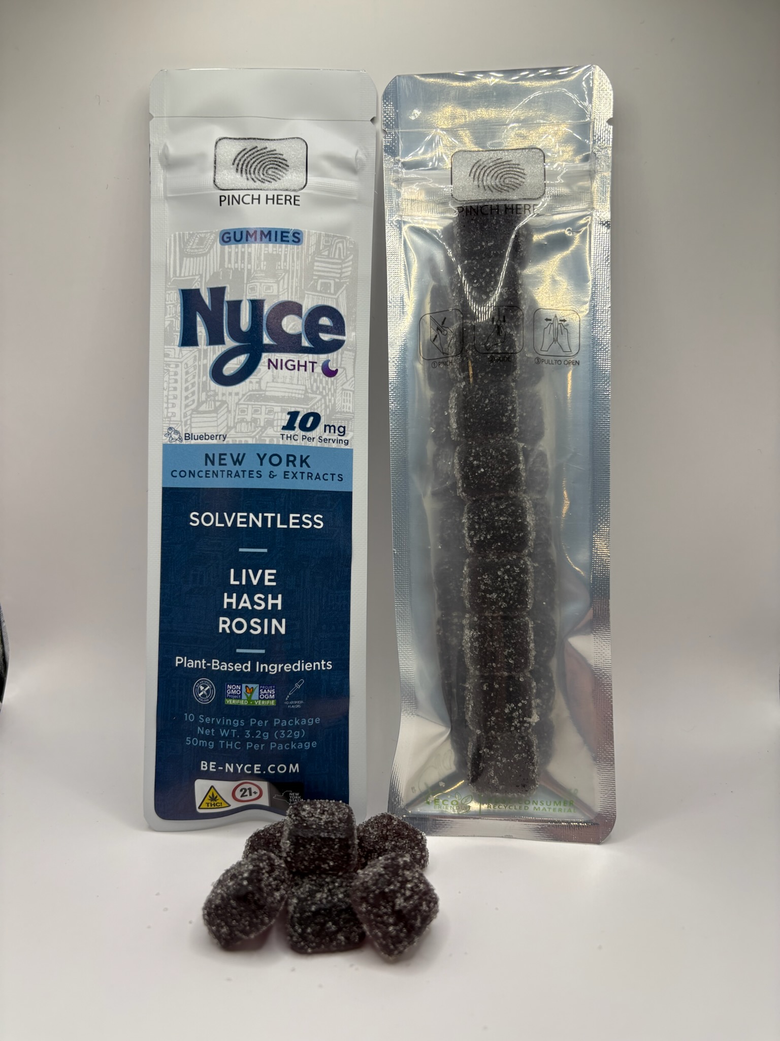 Photograph of Product: Blueberry Night Time | Hash Rosin | Gummies | 10 Pack