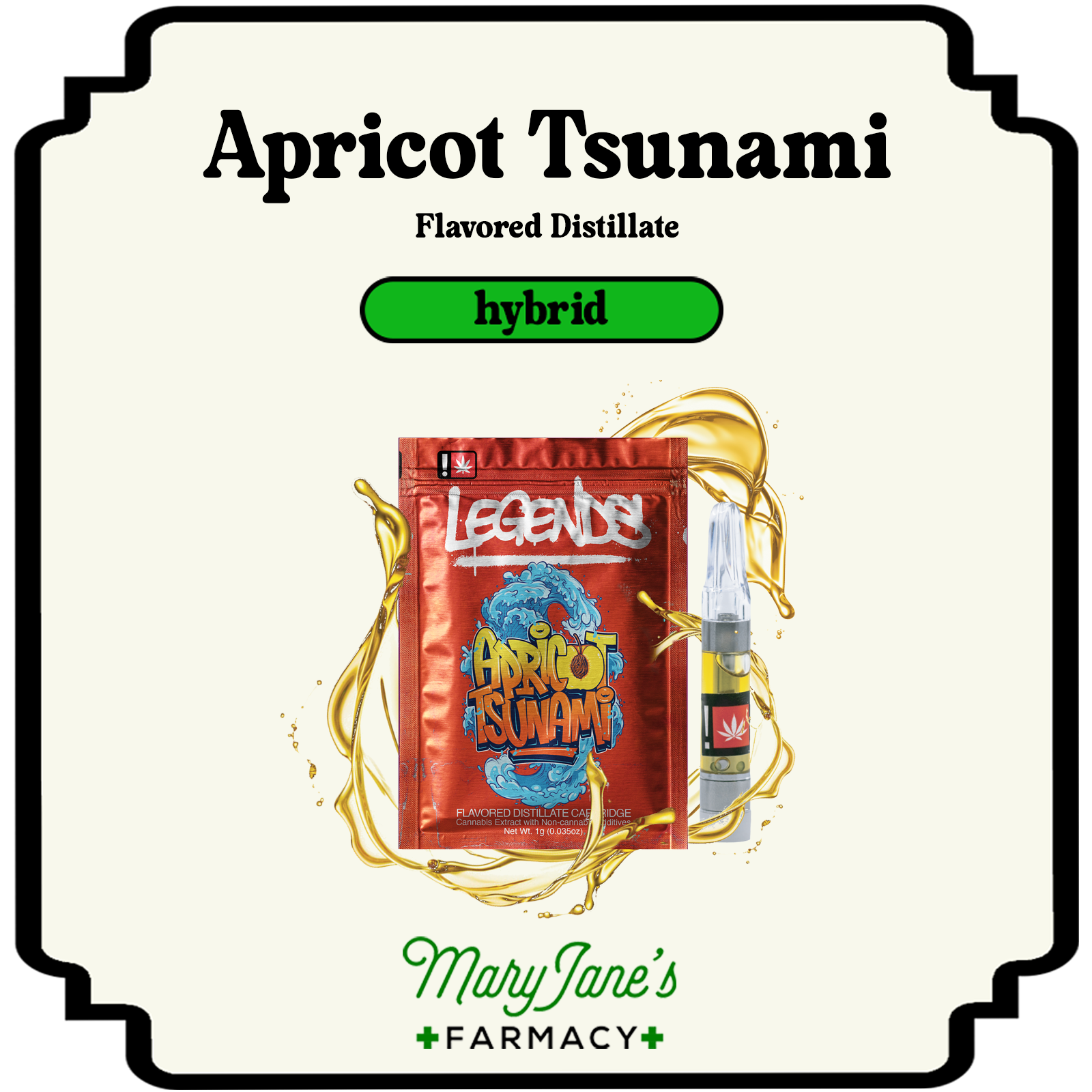 Photograph of product: Apricot Tsunami Flavored Distillate Cartridge | 1g