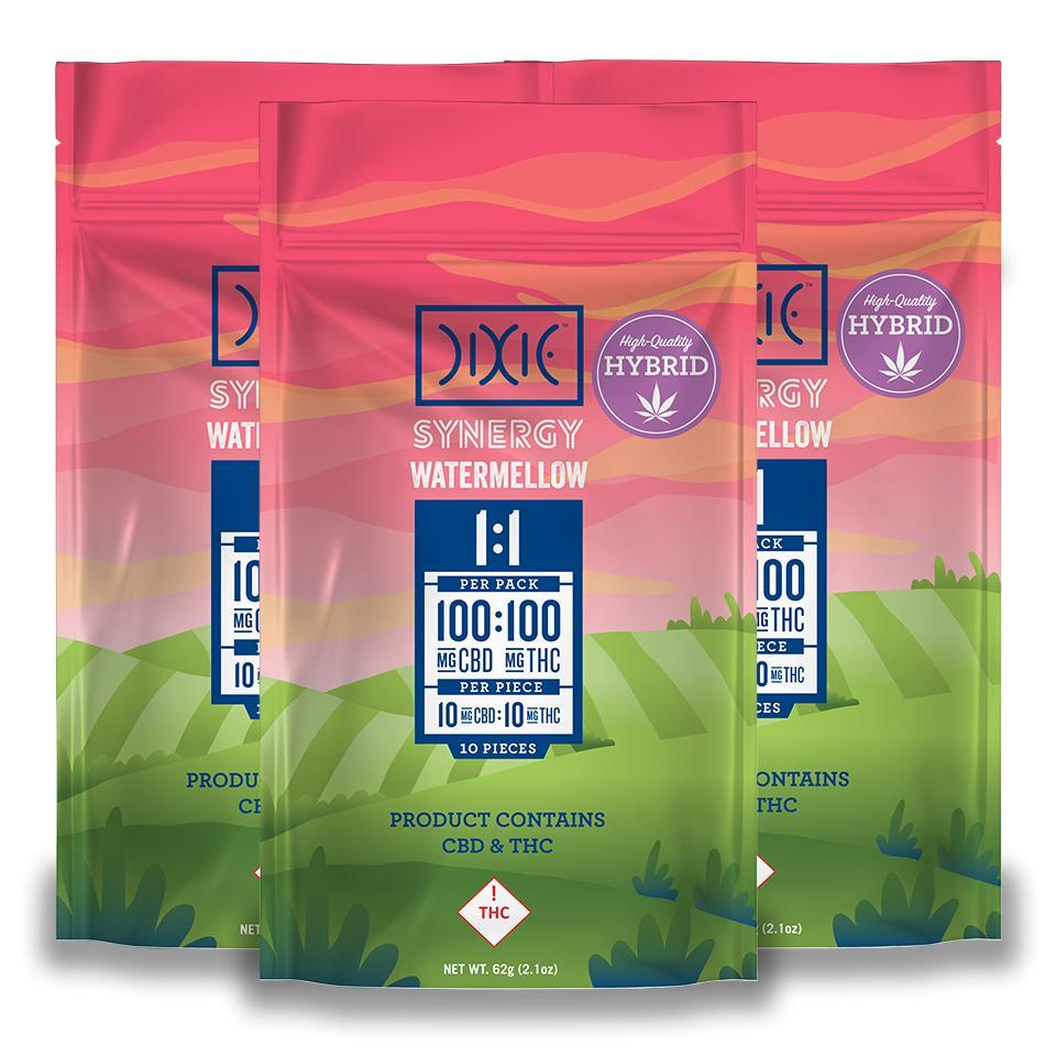 Photograph of product: Dixie 100mg TH-oui Gummies 1:1 - Synergy Watermellow