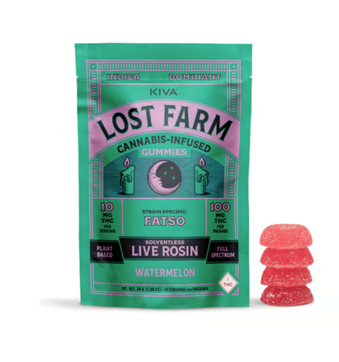 Photograph of product: Lost Farm | Watermelon x Fatso | Live Rosin Gummies 100mg