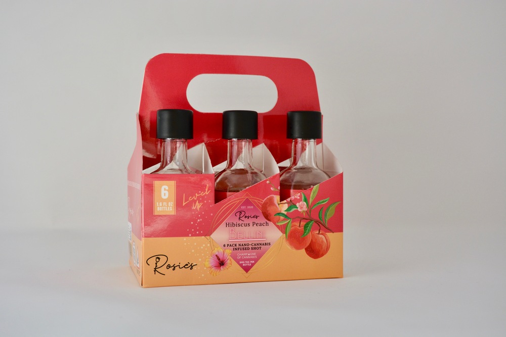 Photograph of product: Rosie's - Nano Shooter 6pk - Hibiscus Peach Bellini 30mg
