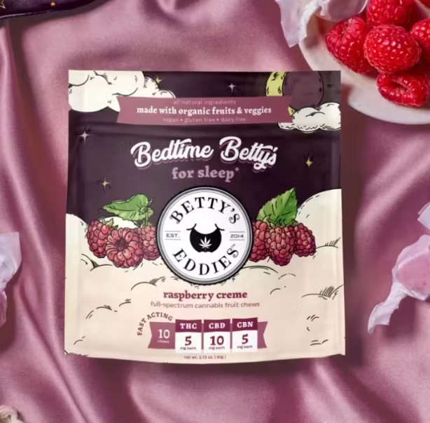 Photograph of product: Chews | Bedtime Betty's | Raspberry Creme | 5mg Per Serving | 10pk