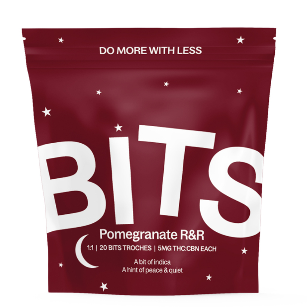 Photograph of product: Pomegranate R&R | 1:1 TH-oui:CBN 5mg Troches | 20pk