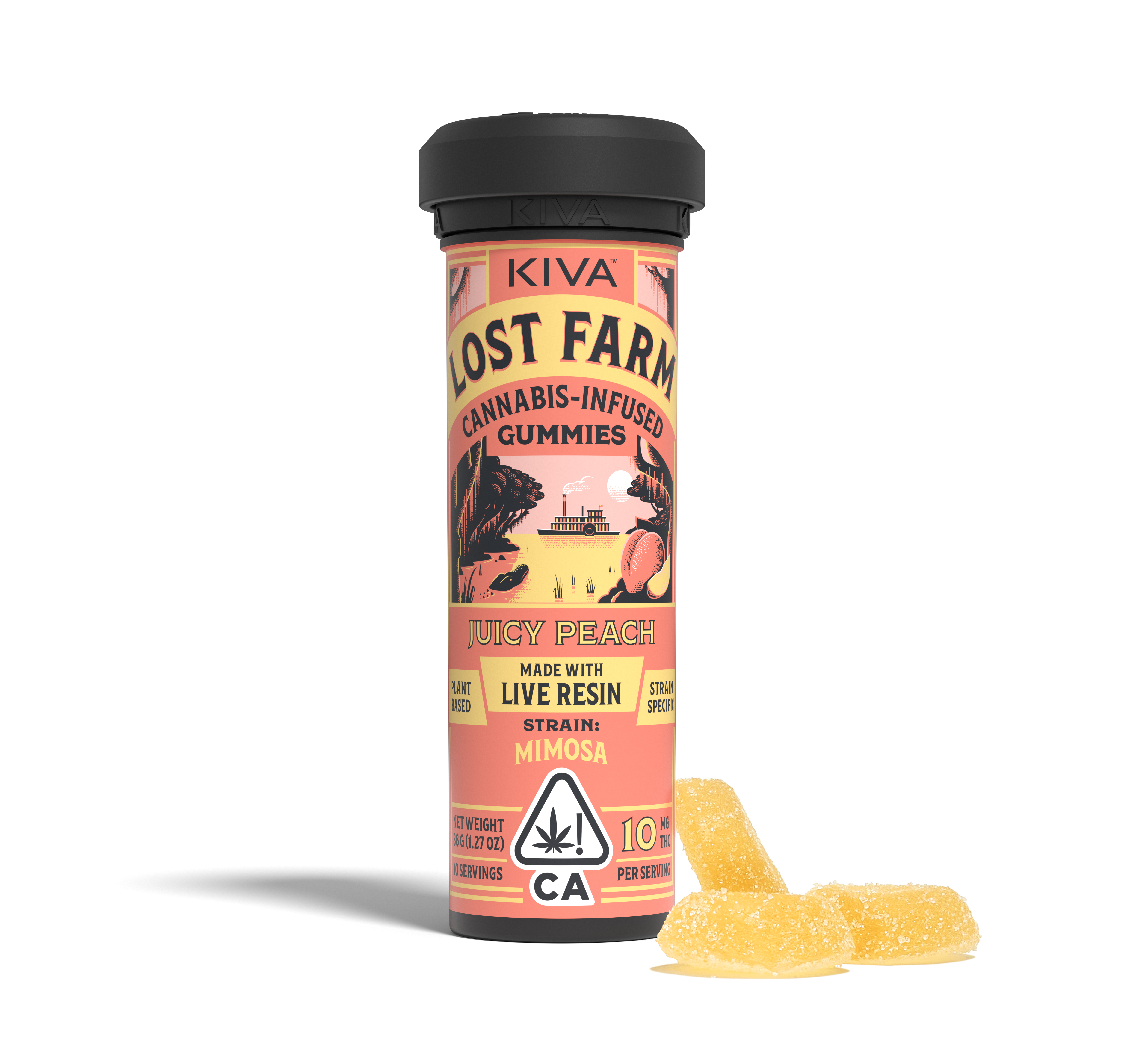 Photograph of product: Lost Farm Mimosa Live Resin Juicy Peach Gummies (10pk)