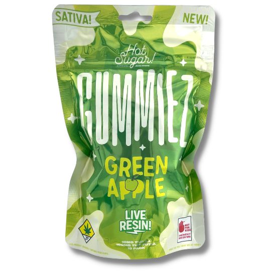Photograph of product: Green Apple Oui'd 100mg Gummiez Edibles (Hot Sugar)